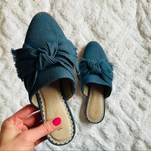 Restricted Denim Bow Mules size 8